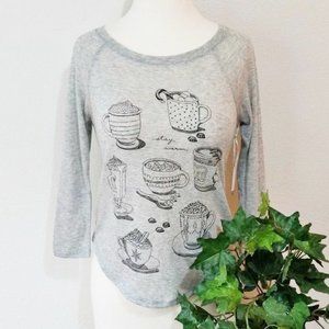 NWT Live Love Dream Coffee Sleep Shirt Lounge Top Lightweight Gray Coffee Lover